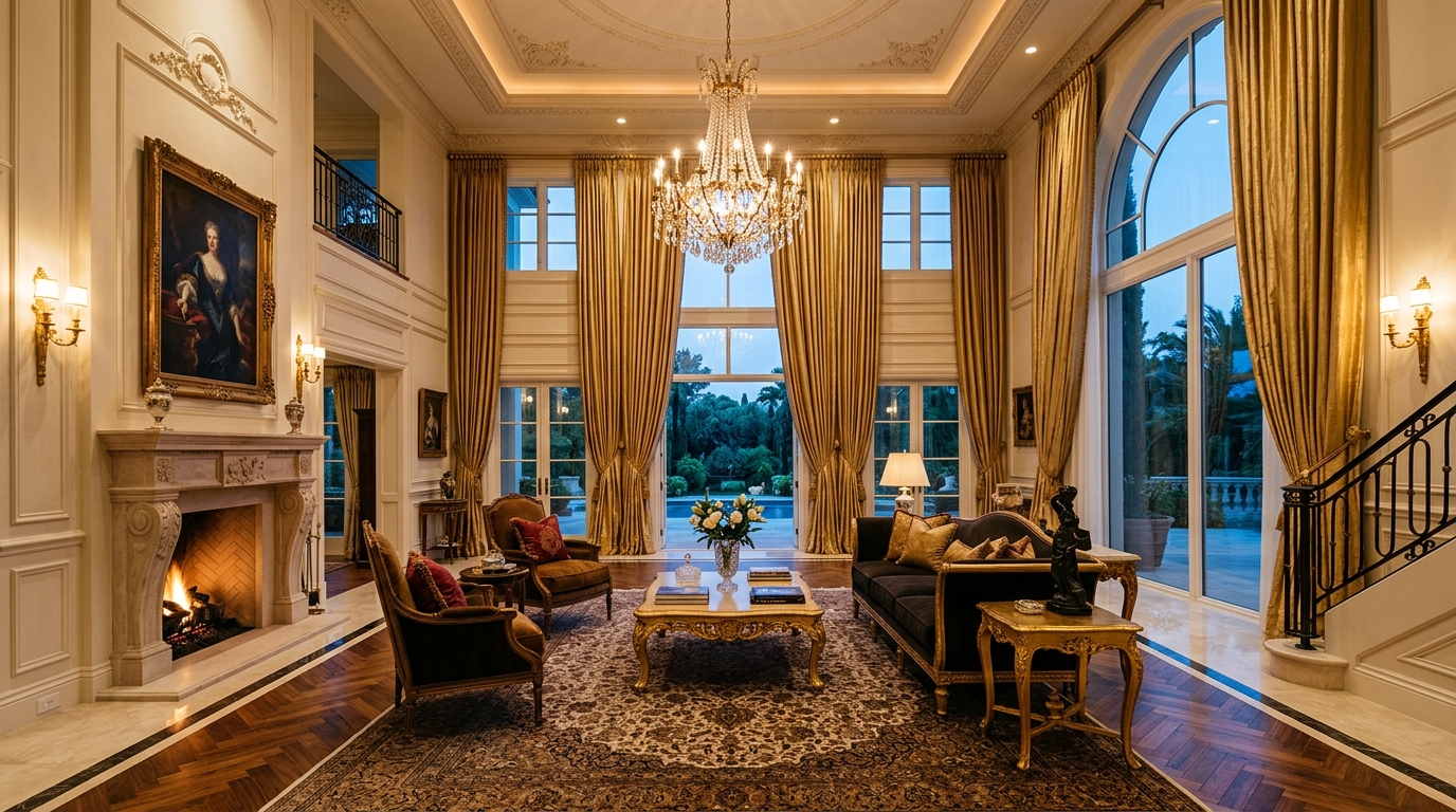 أفرشة السعر البسيط - High Ceiling Grand Villa Interior